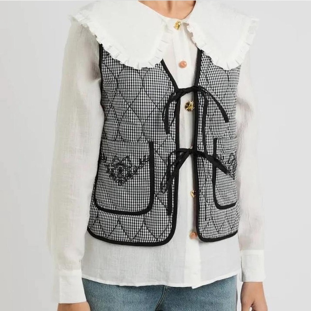 Damson Madder Arte Gingham and Plaid Reversible Gillet - NWT